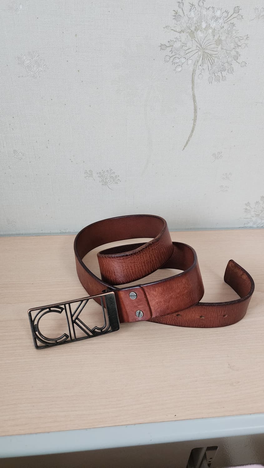 캘빈클라인 CK 빈티지 황동 버클 통가죽 벨트 상품이미지1