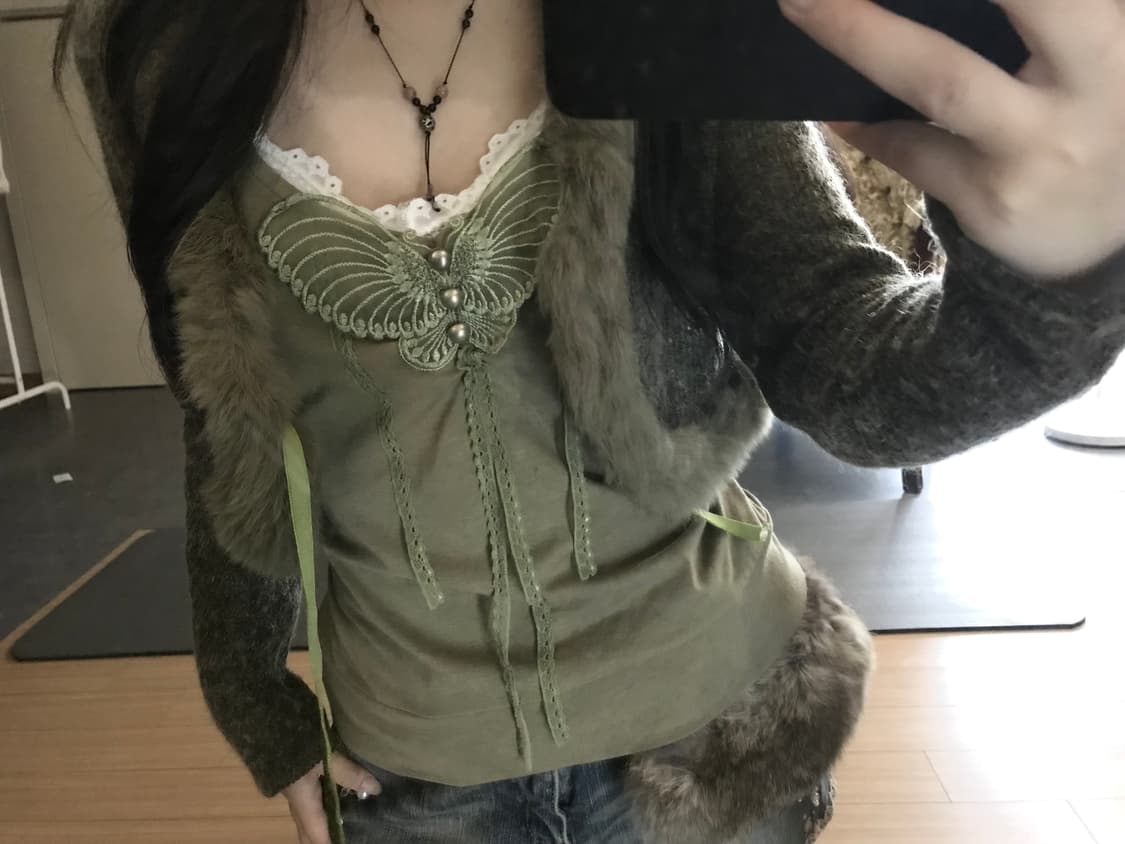 Butterfly Knit Tank & Fur Bolero set 상품이미지3