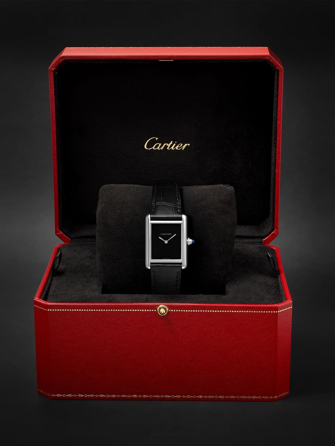 [L] 까르띠에 탱크 머스트 블랙 래커 다이얼 가죽 스트랩 상품이미지5