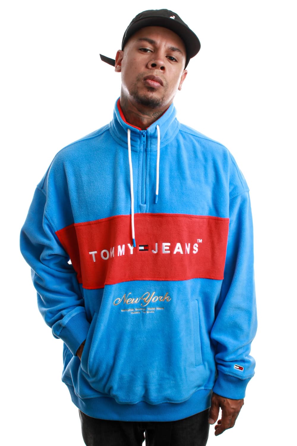 타미진스 블루/레드 하프집업 플리스 상품이미지2