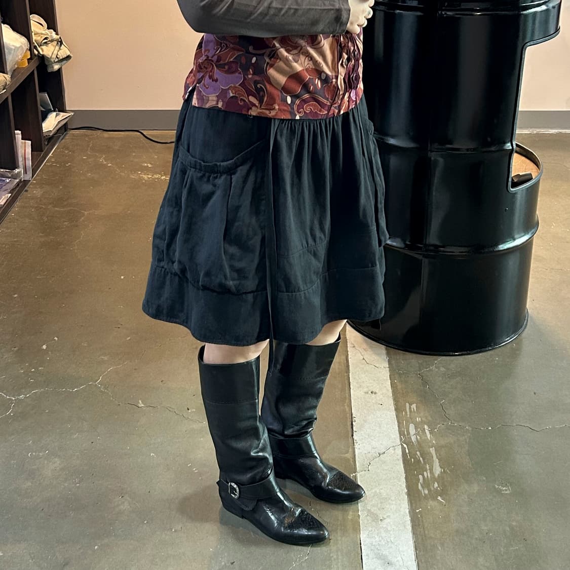 블랙 포켓 미디 스커트 상품이미지6