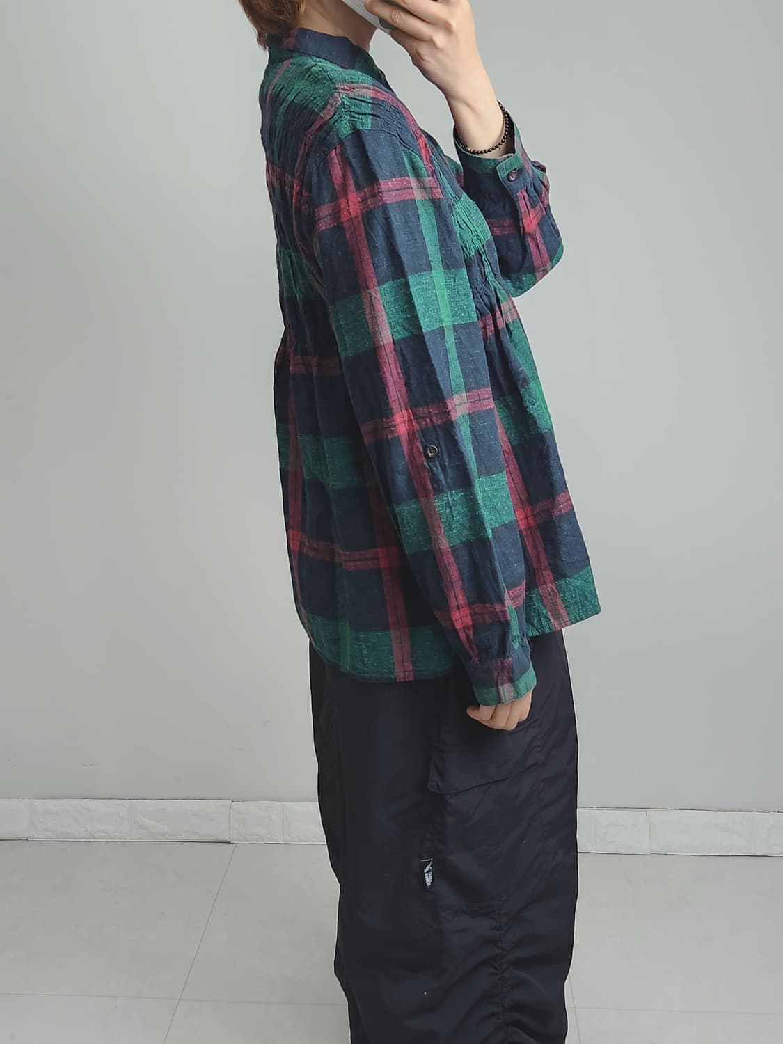 체크 밴딩 블라우스 상품이미지3