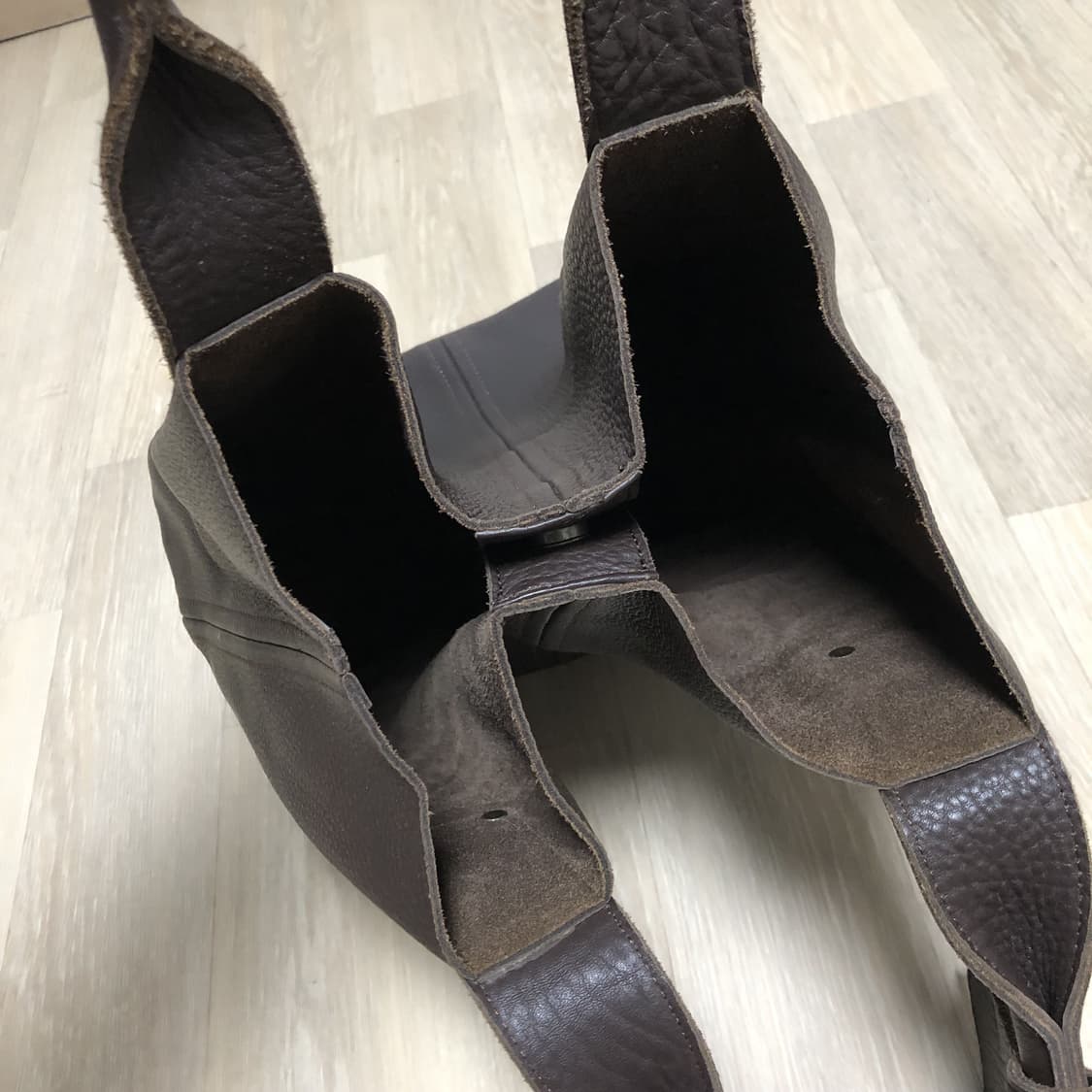 (OS) 빈티지 Vintage 카우 하이드 소가죽 토트백 카키 브라운 상품이미지3