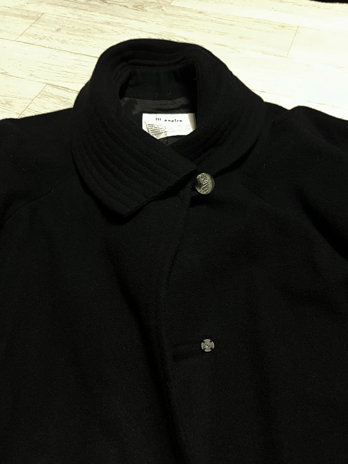 빈티지 카라 블랙 울 코트 상품이미지1