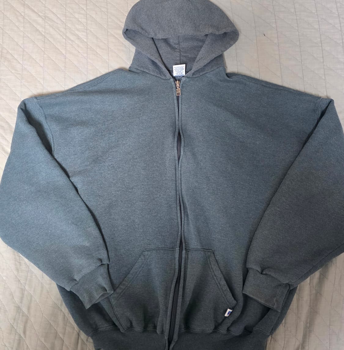 [XXL] 90s 빈티지 러셀 애슬레틱 후드집업 투톤 블루 그레이 상품이미지1