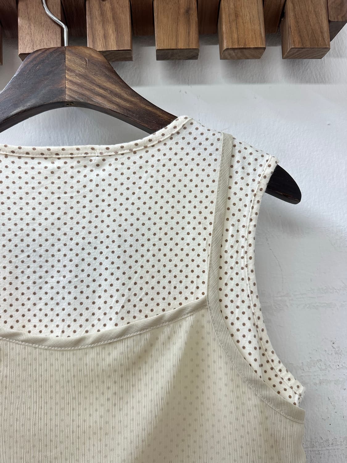 일본빈티지 도트 레이스 레이어드 프릴 페어리 슬리브리스 탑 상품이미지4