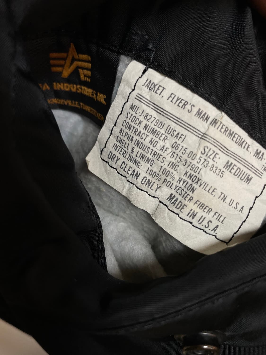 90s 알파인더스트리 ma1 항공점퍼 블랙 M 상품이미지4