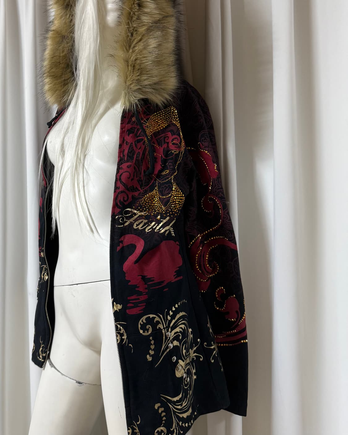 Christian Audigier 갸루맛 퍼 후드집업 미사용품 상품이미지8