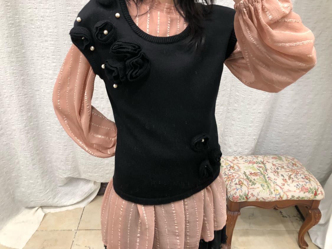 perl rose knit vest 상품이미지5