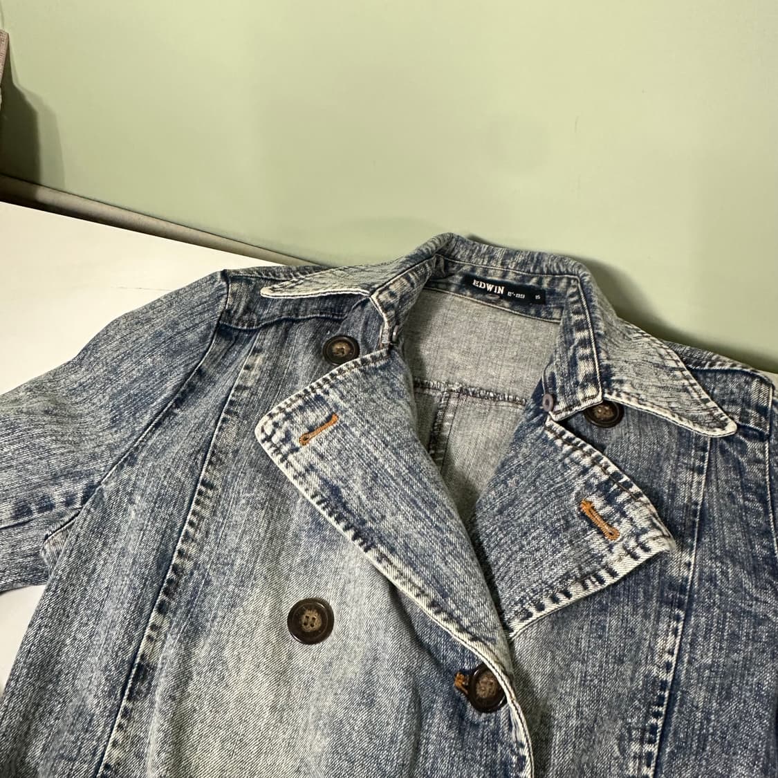 우먼M-L 에드윈 스톤워시드 로브 더블 데님자켓 상품이미지3