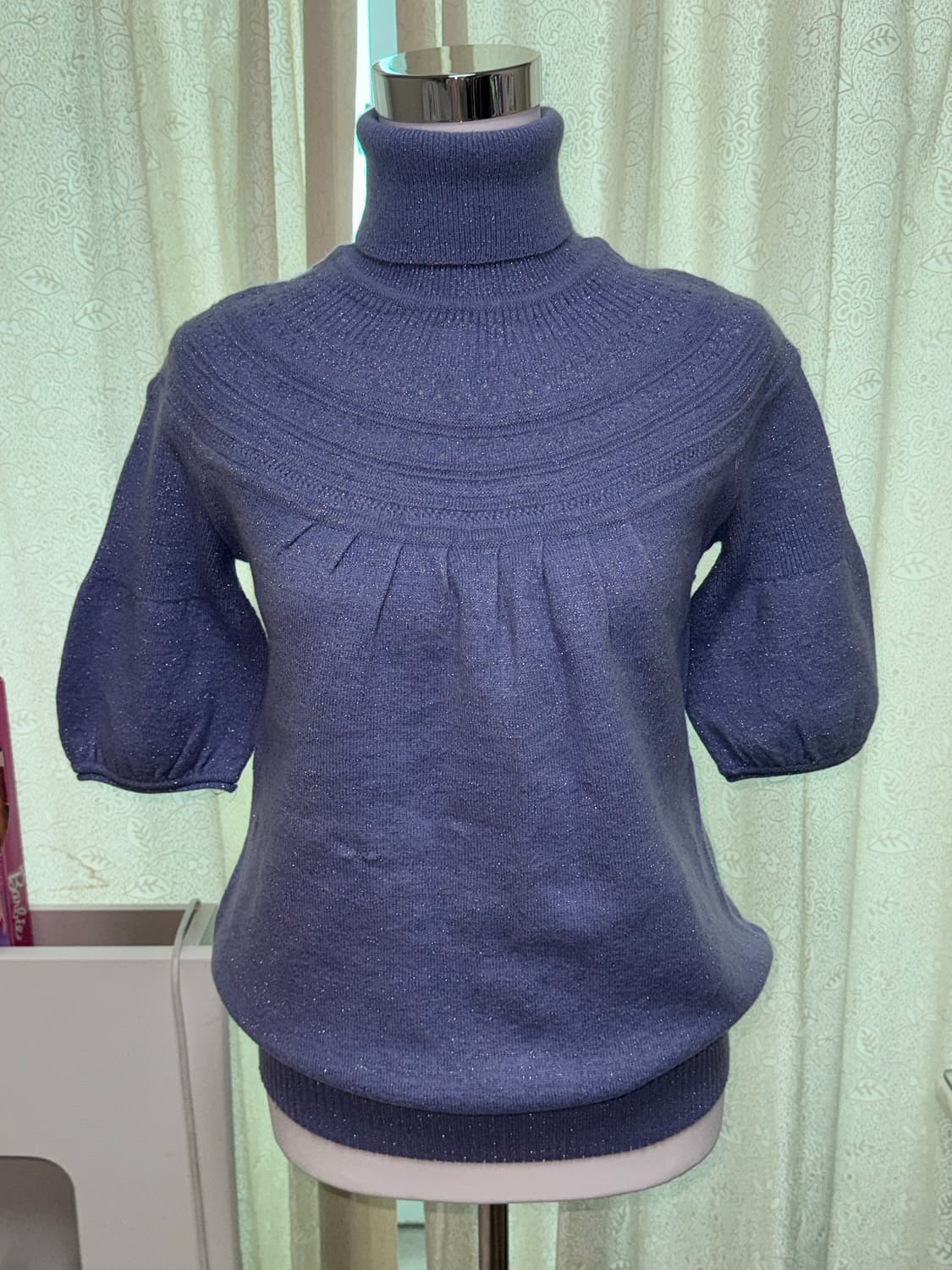 Vintage glitter purple high neck half T 상품이미지5