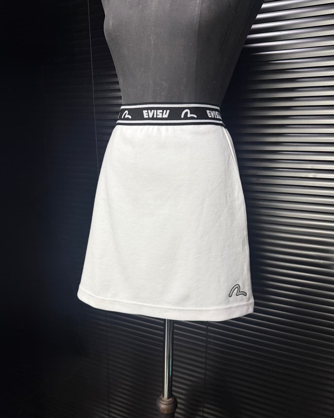 에비수 화이트 흰색 밴딩 치마 24 25 26 코튼 XS 펑크 로리 갸루 상품이미지1