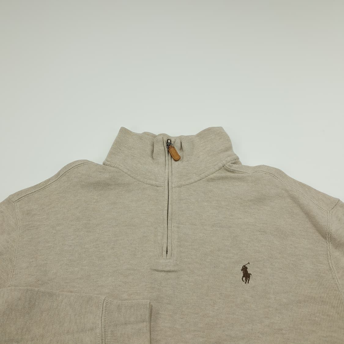 CN870 L 폴로 랄프로렌 오트밀베이지 하프집업 긴팔 니트 스웨터 상품이미지3
