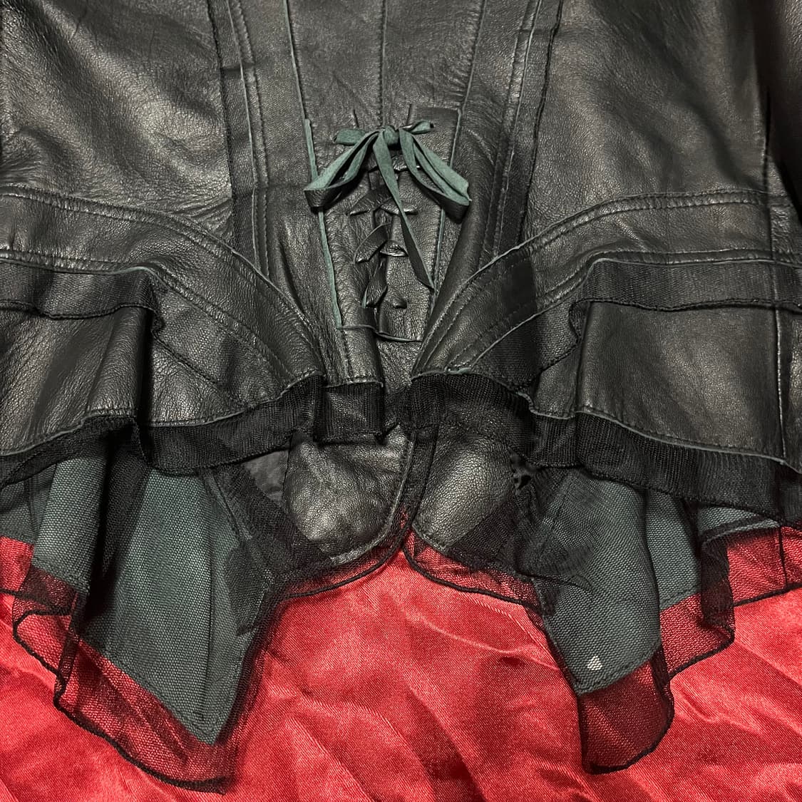 코르셋 아일렛 리본 양가죽 레이스 자켓 상품이미지6