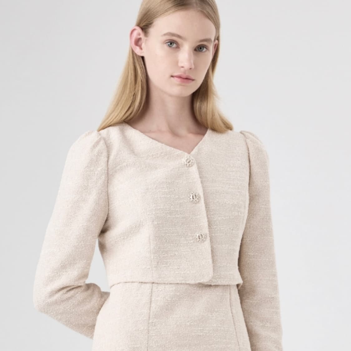 케네스레이디(kenneth lady) V넥 트위드원피스 55 새상품 상품이미지2