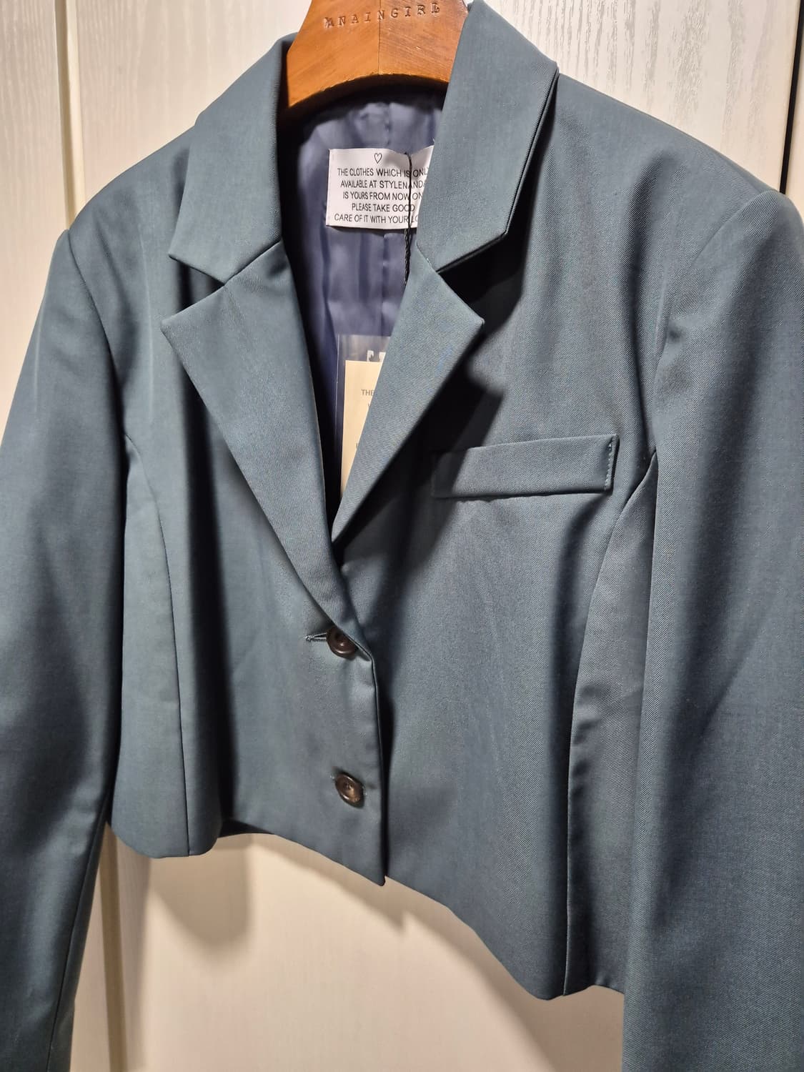 (타임세일)(새상품)스타일난다 크롭 자켓 청록카키 상품이미지4