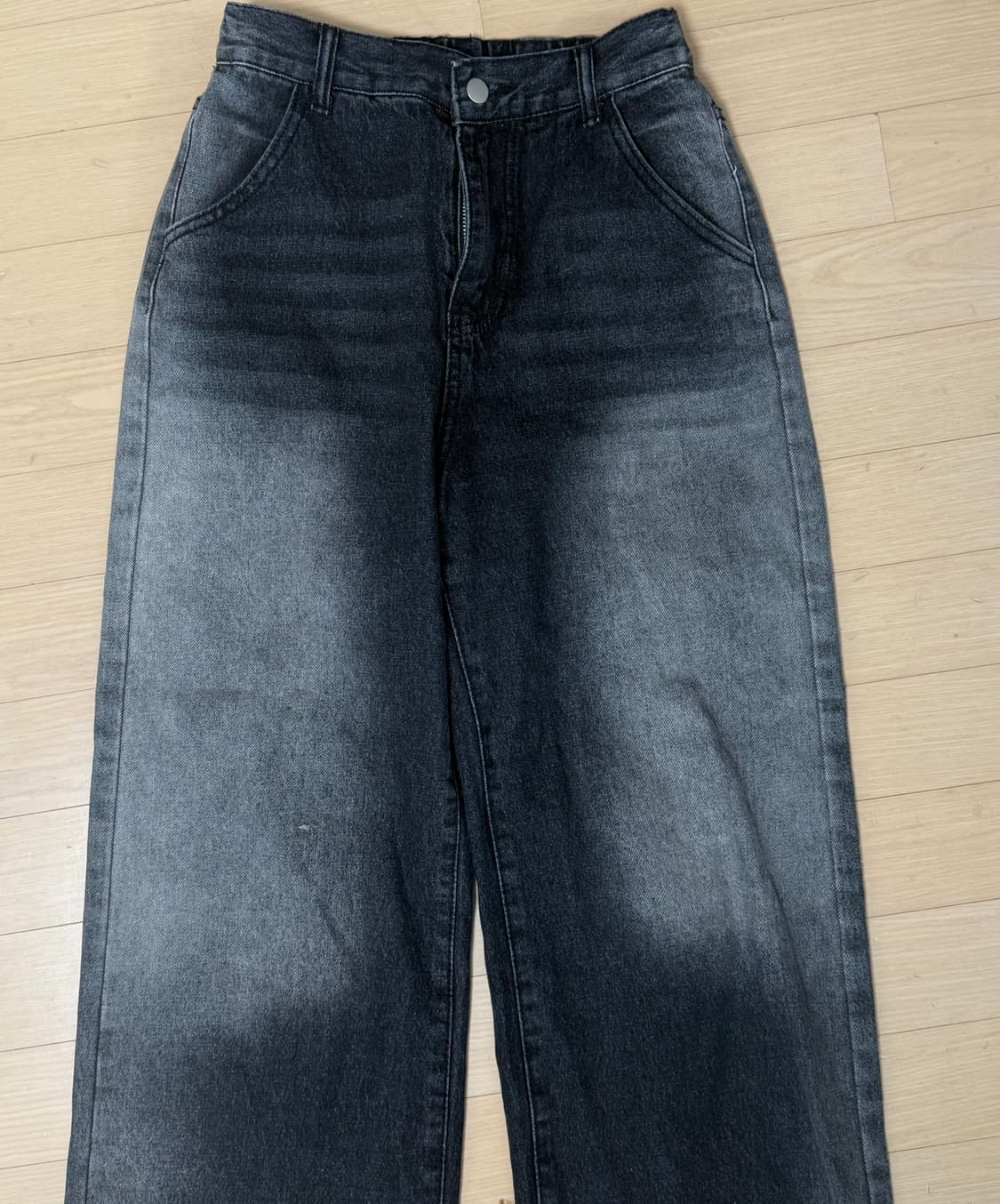 워싱 흑청 와이드 팬츠 상품이미지2