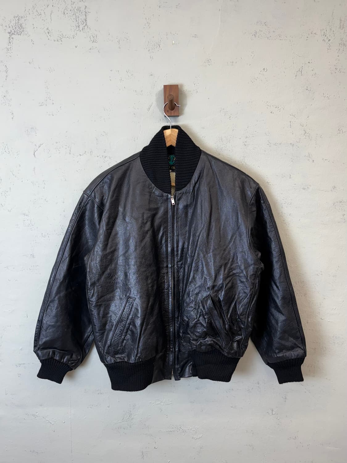 빈티지 리얼레더 봄버 자켓 블랙 상품이미지1