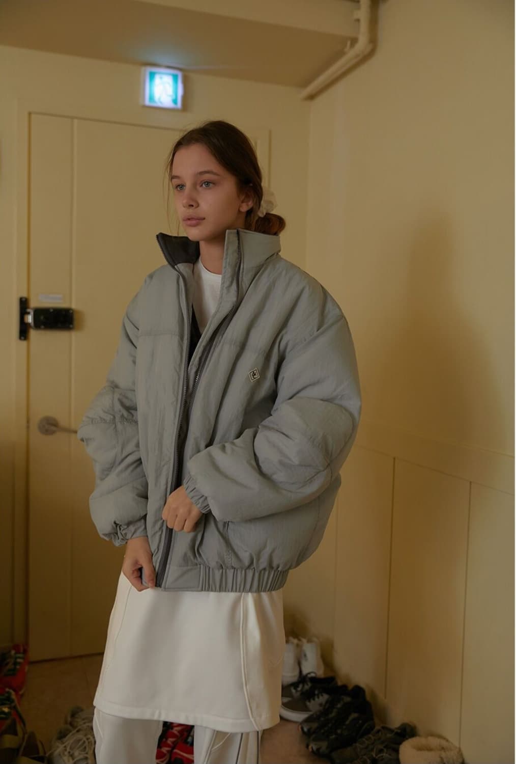 노컨텐츠 윈터 점퍼 라이트그레이 패딩 자켓 상품이미지1