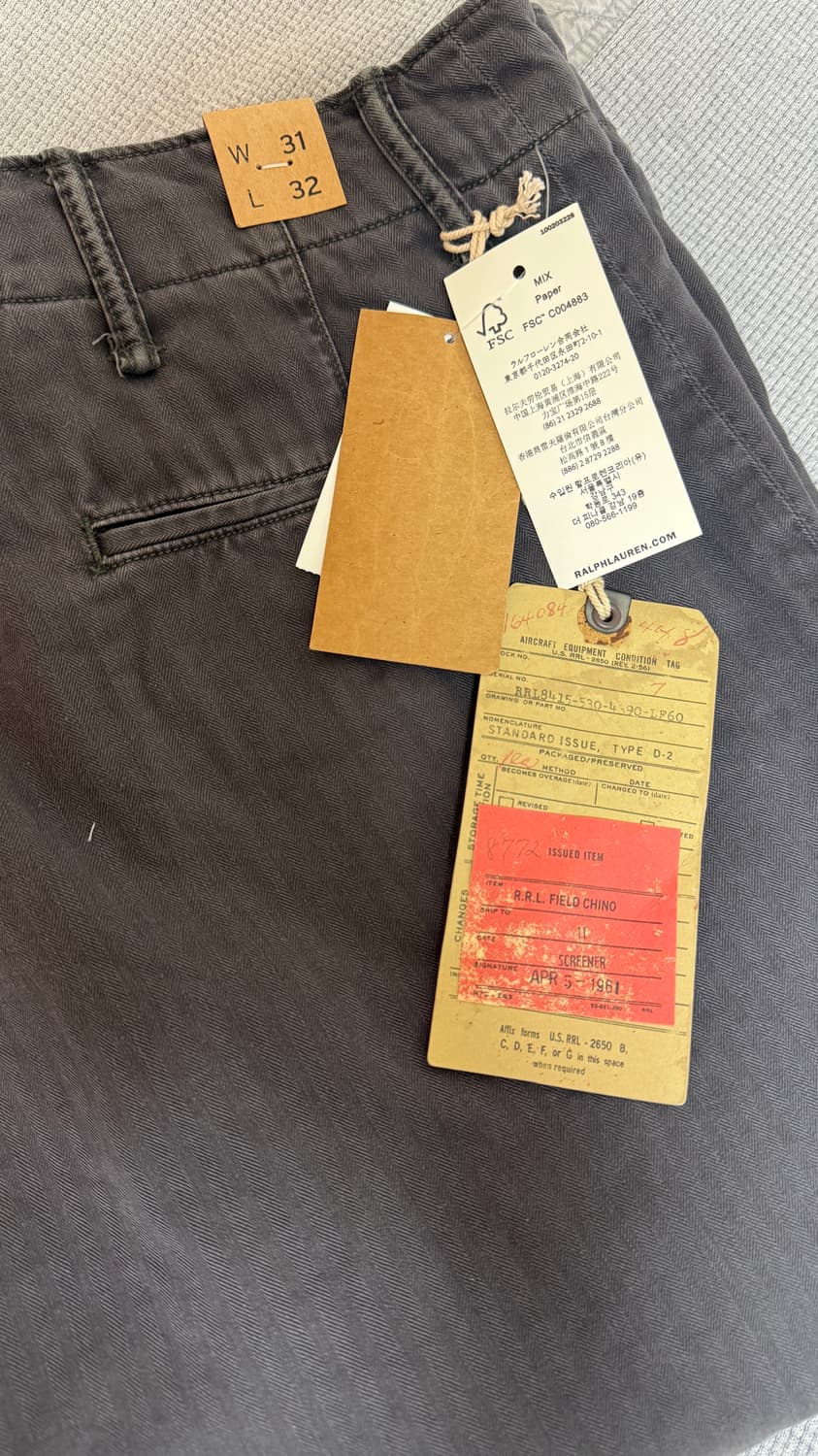 RRL 헤링본 필드 치노팬츠 워시드 블랙 상품이미지3