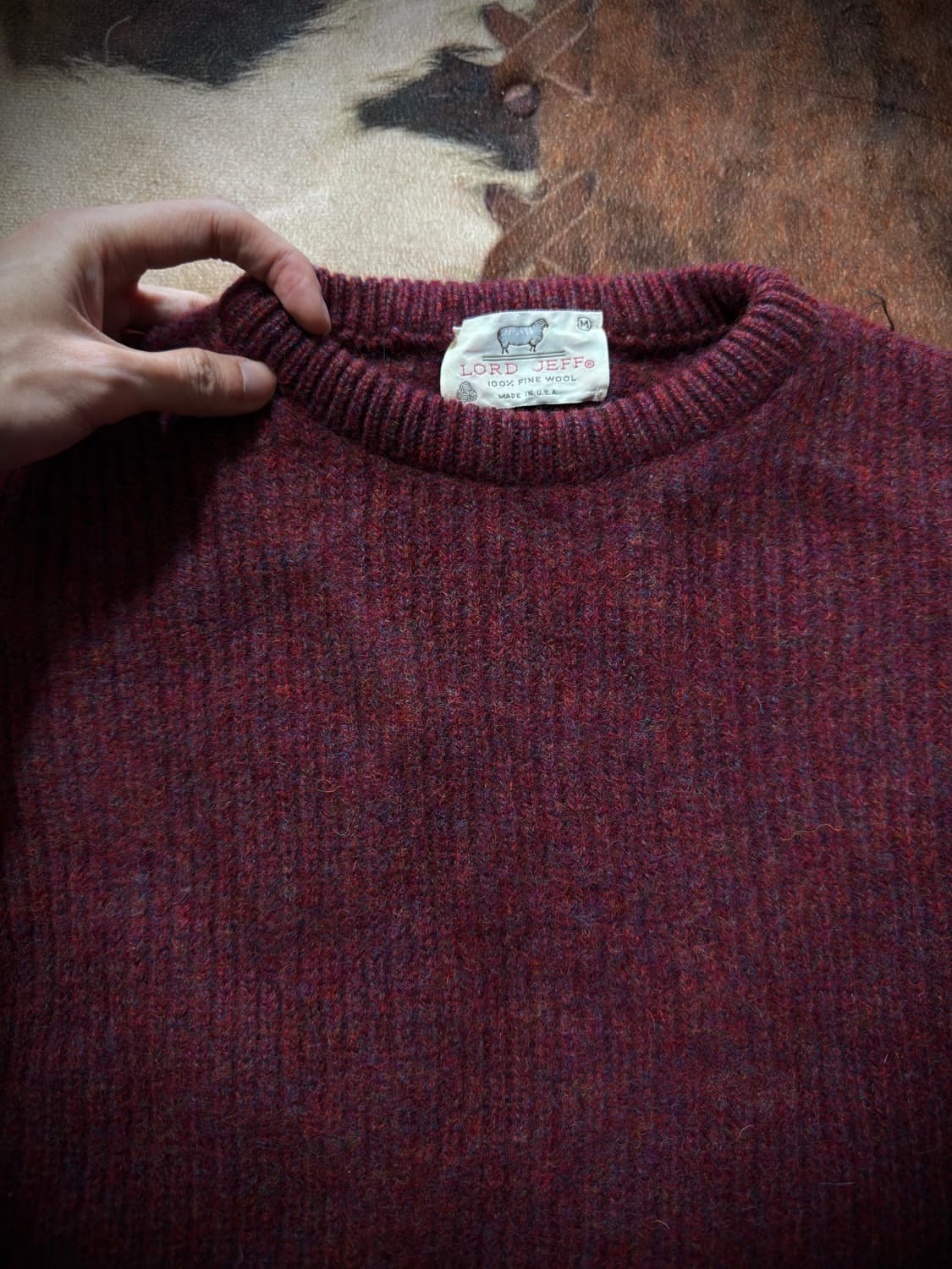 80s USA Load Jeff 파인 울 멜란지 니트 스웨터 상품이미지6