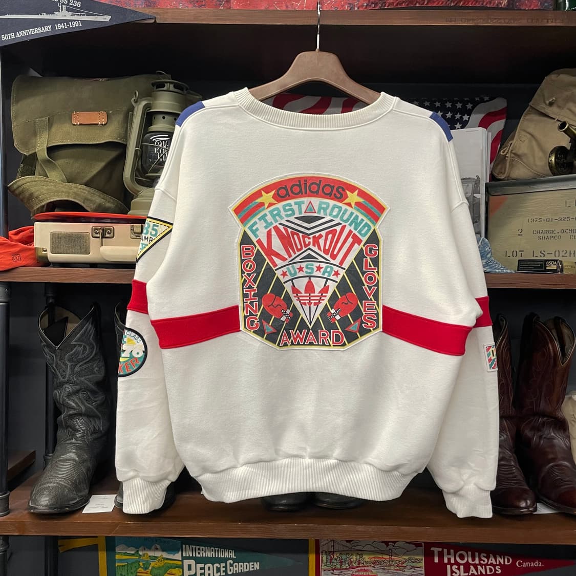 90s 아디다스 USA 복싱 클럽 패치 로고 맨투맨 스웻 셔츠 상품이미지1