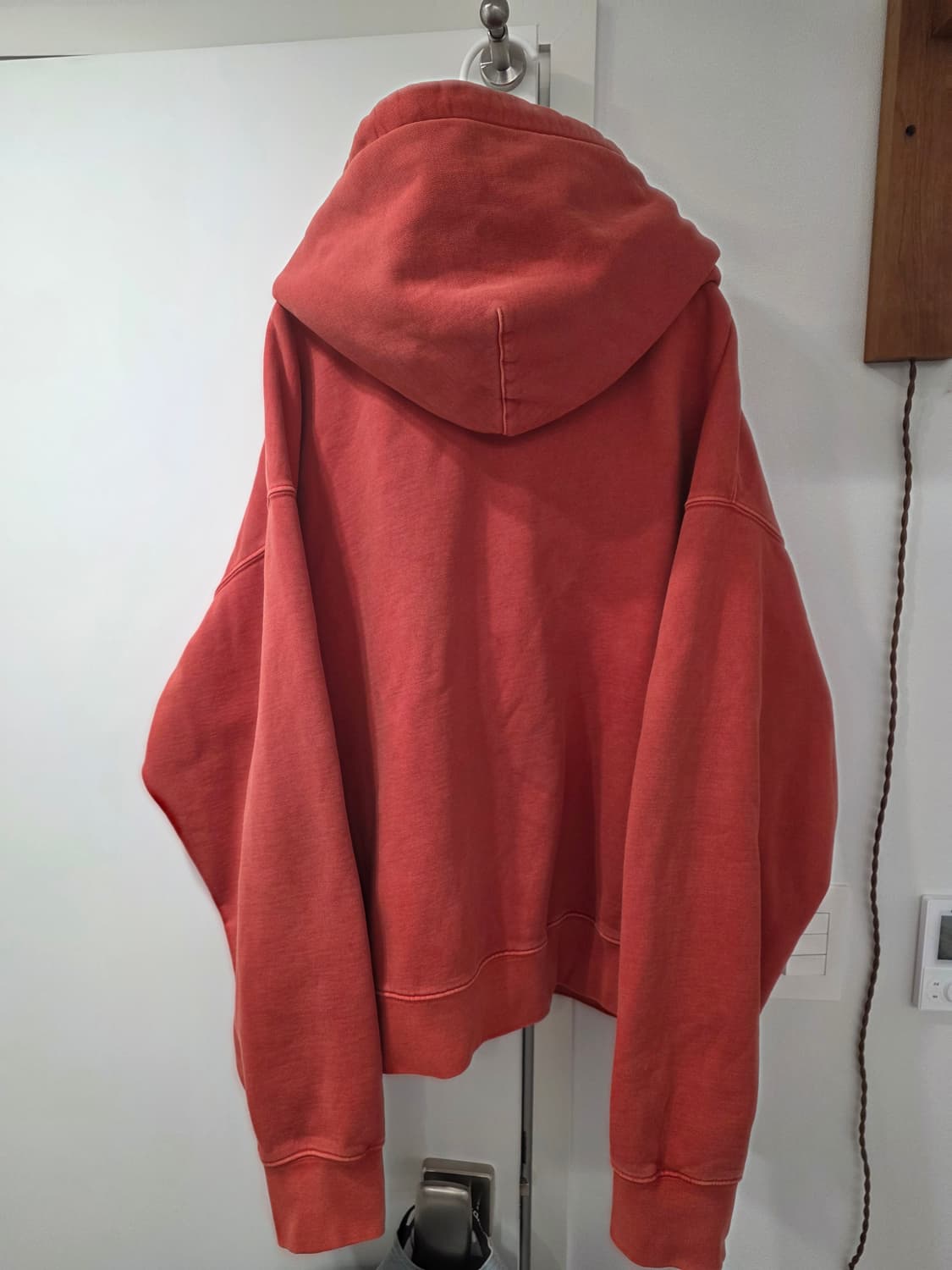 나이키 x 스투시 풀 집 피그먼트 다이드 플리스 후드 하바네로 레드 xl 상품이미지2