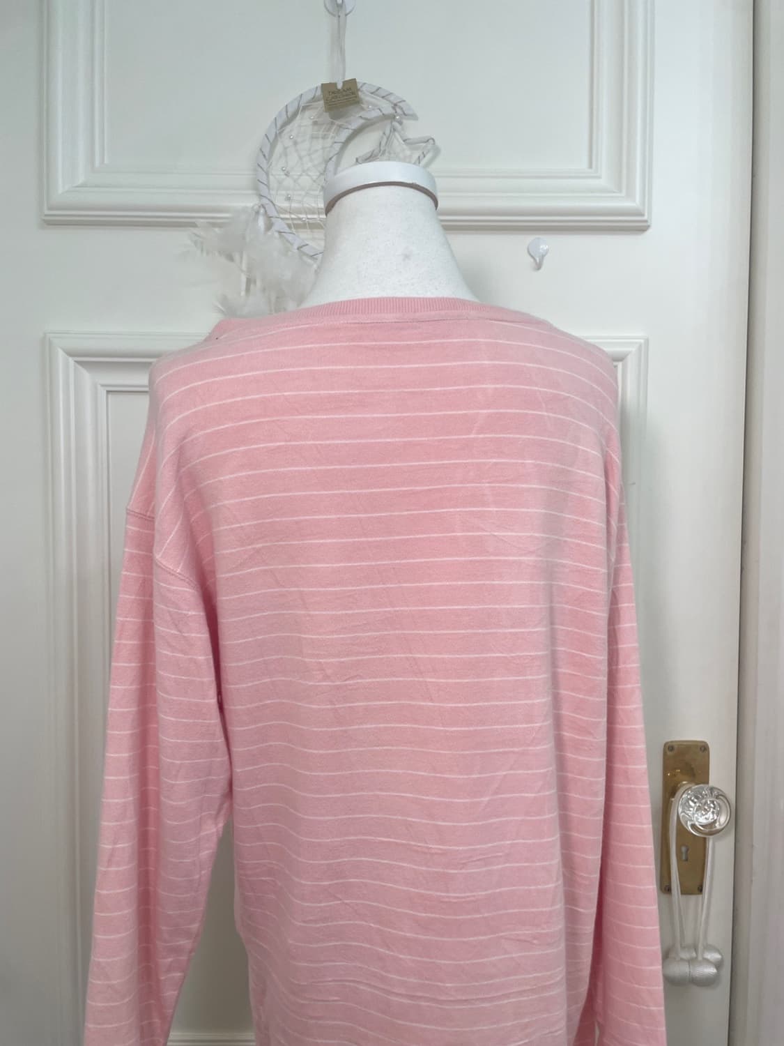pink white stripe basic loose top 상품이미지4