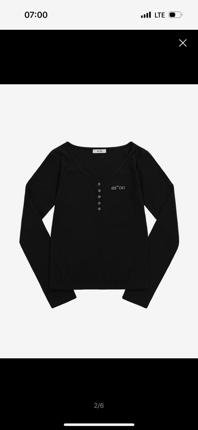 새상품) 애즈온 버튼티 블랙 (WISH RIBBED BUTTON) 상품이미지1