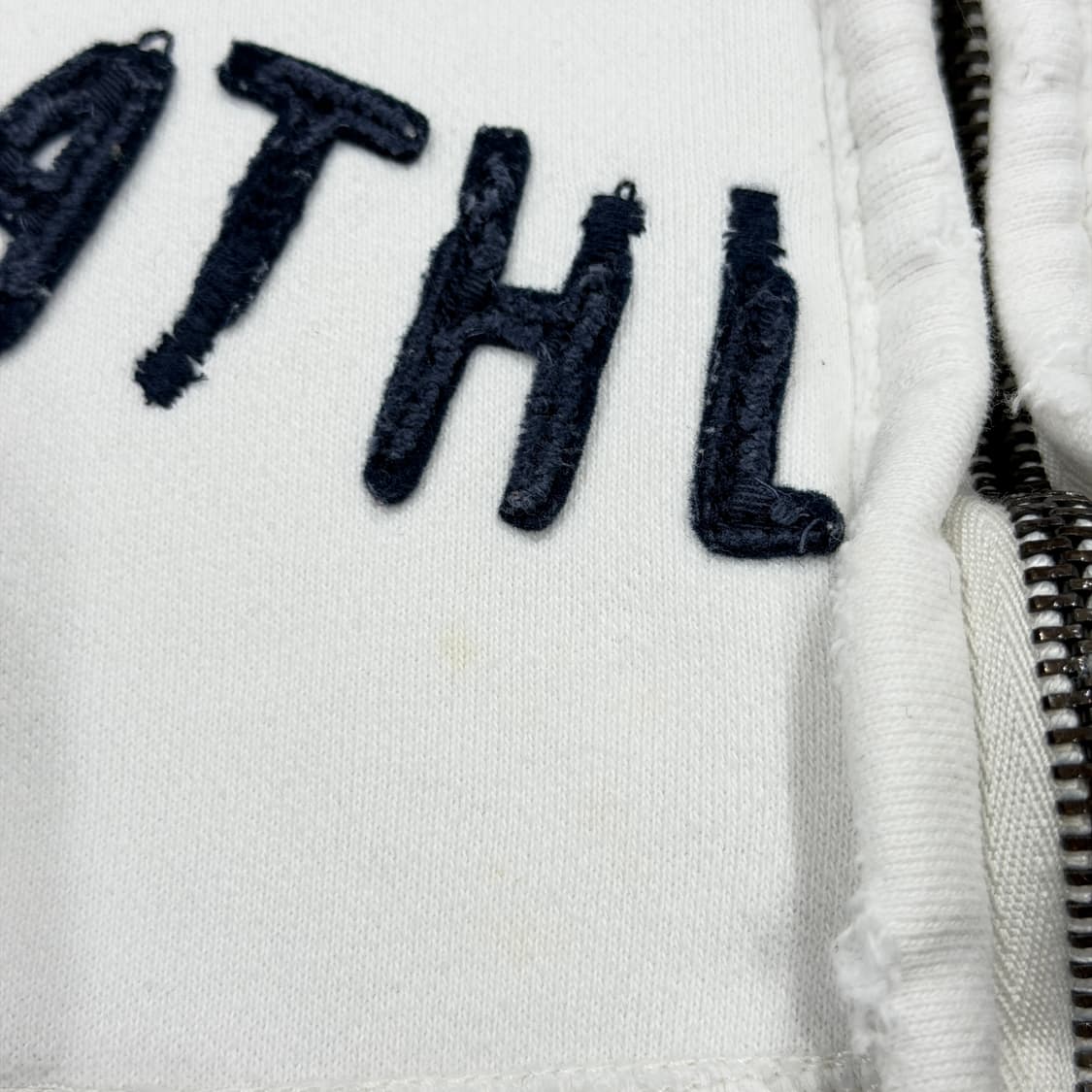 아베크롬비 빈티지 Y2K 데미지 디테일 기모 후드집업 자켓 화이트 S 상품이미지7