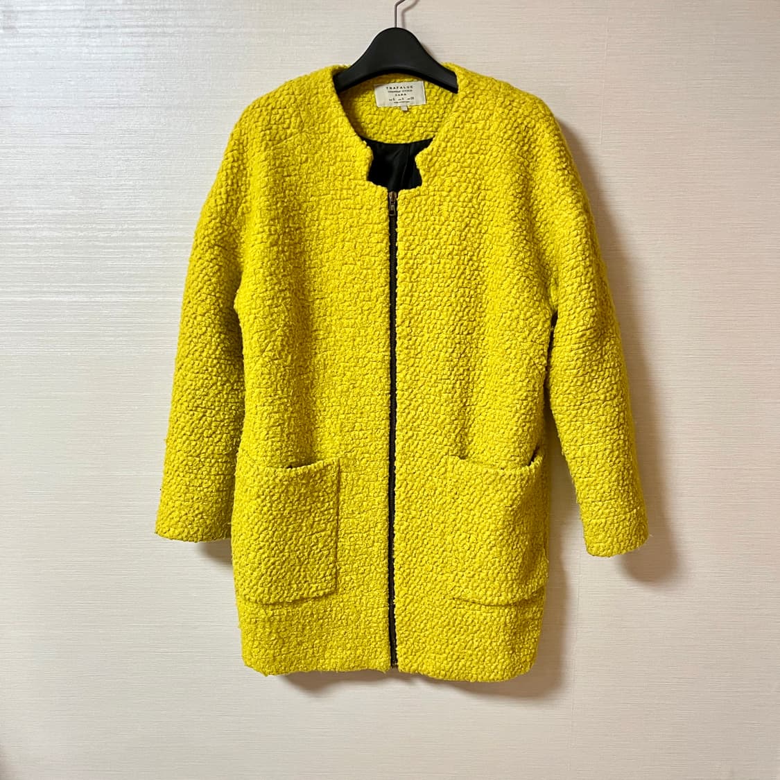 자라 ZARA 울 혼방 오버핏 코트 옐로우 노랑 상품이미지2
