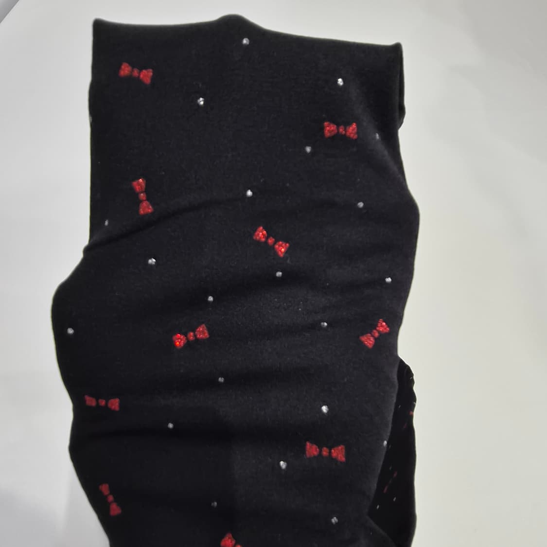 레드 리본패턴 블랙 팬티스타킹 상품이미지2