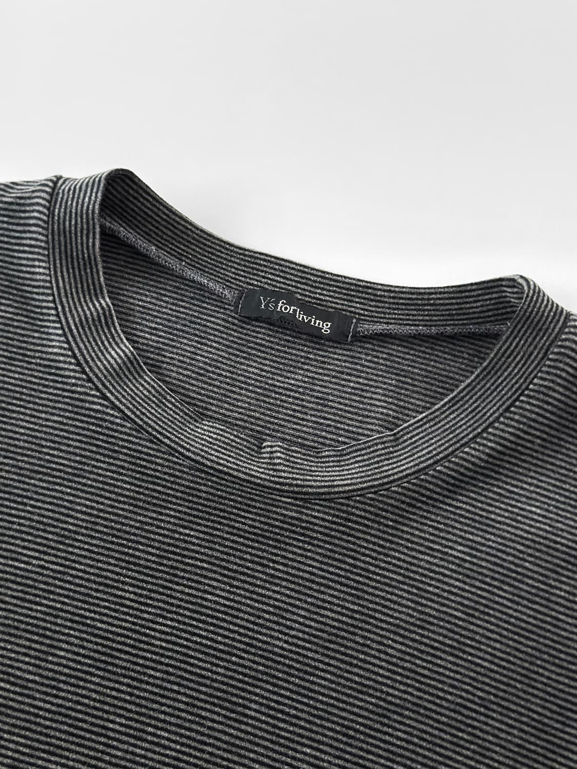 요지 포 리빙 파인 스트라이프 패턴 롱 슬리브 티셔츠 상품이미지5