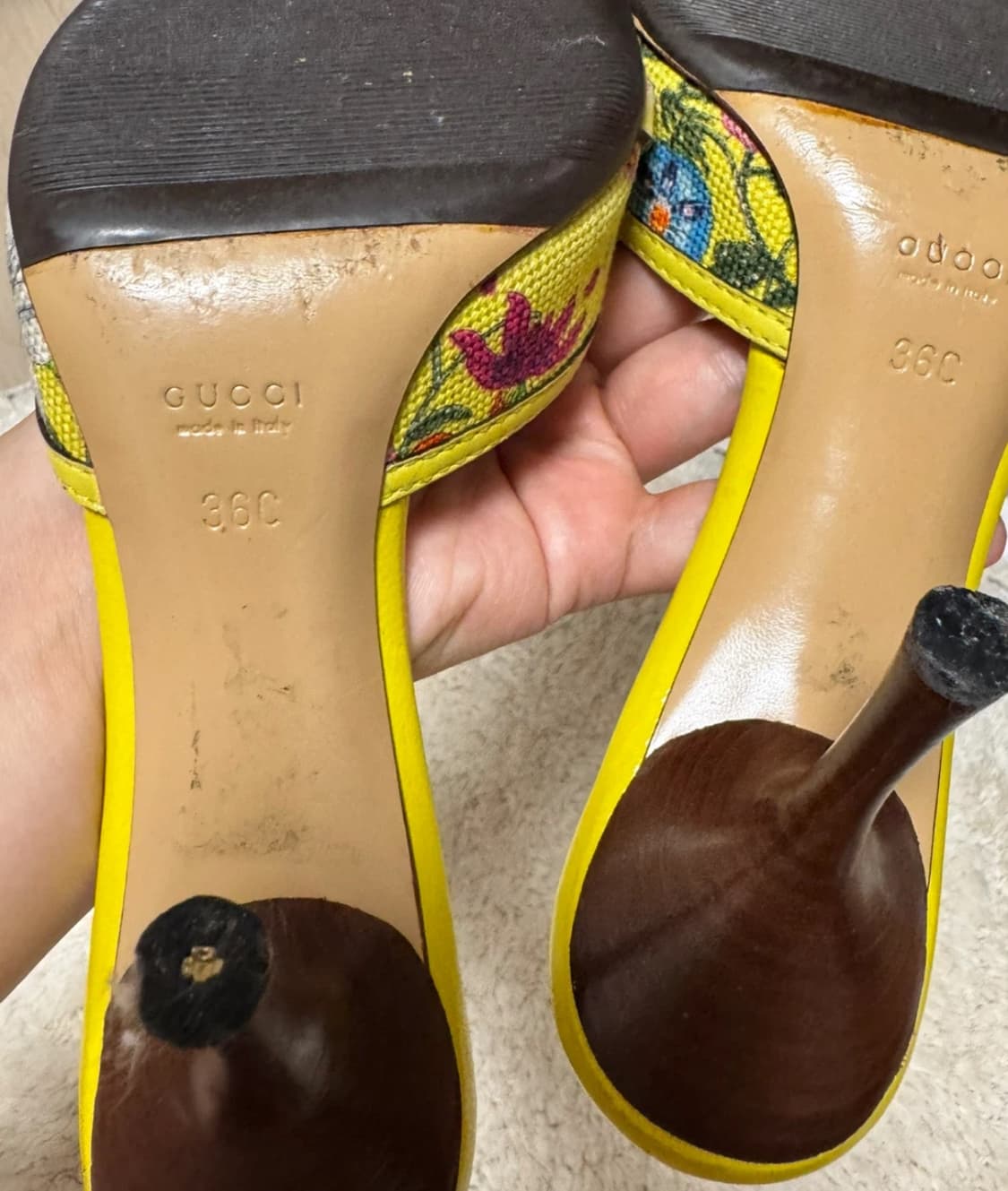 구찌Gucci 옐로우 플로럴 캔버스 뱀부 뮬  상품이미지4