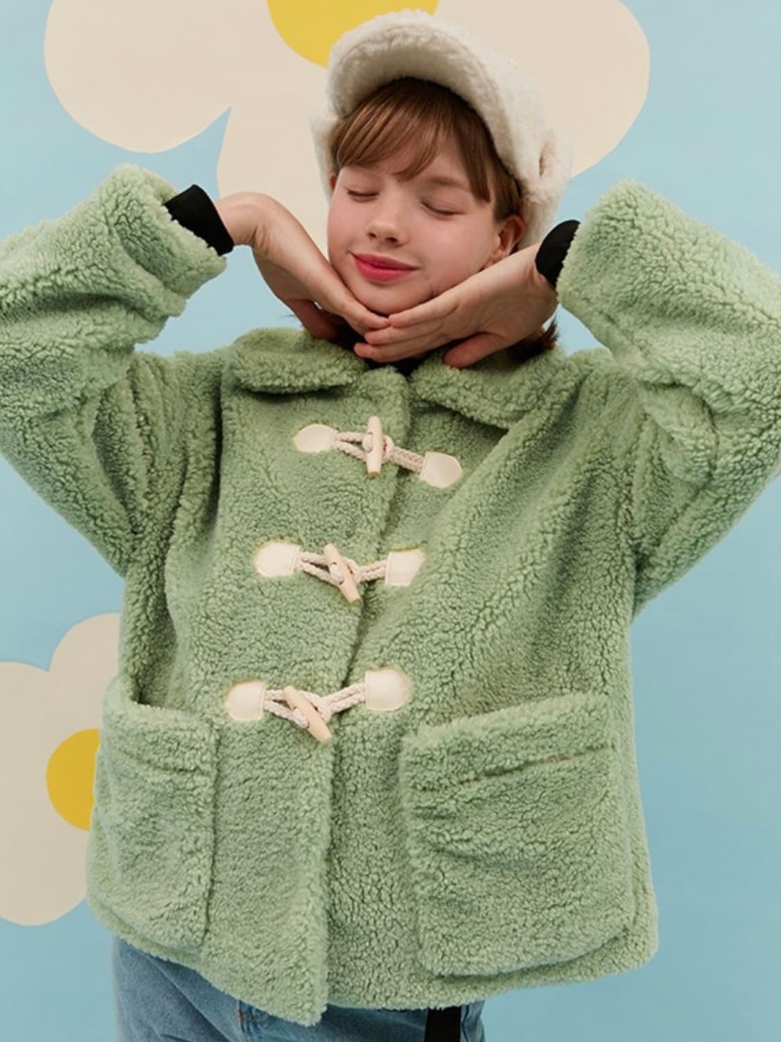 OiOi 오아이오아이 더플 포인트 퍼 코트 자켓 메론 상품이미지8