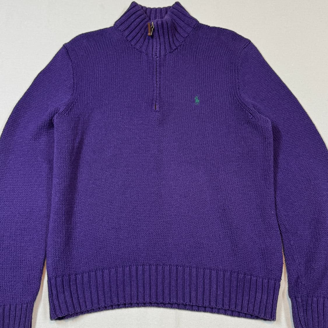 L) 폴로 랄프로렌 헤비코튼 반집업 니트 보라색/퍼플 상품이미지2