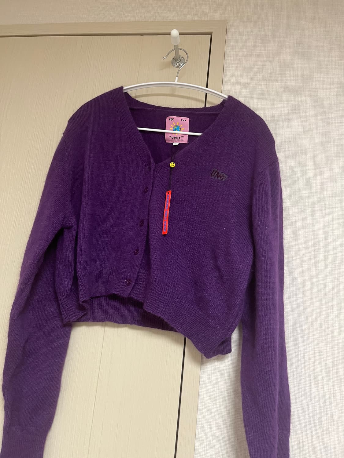 unif 유니프 liv cardigan 보라색 퍼플 크롭 상품이미지1