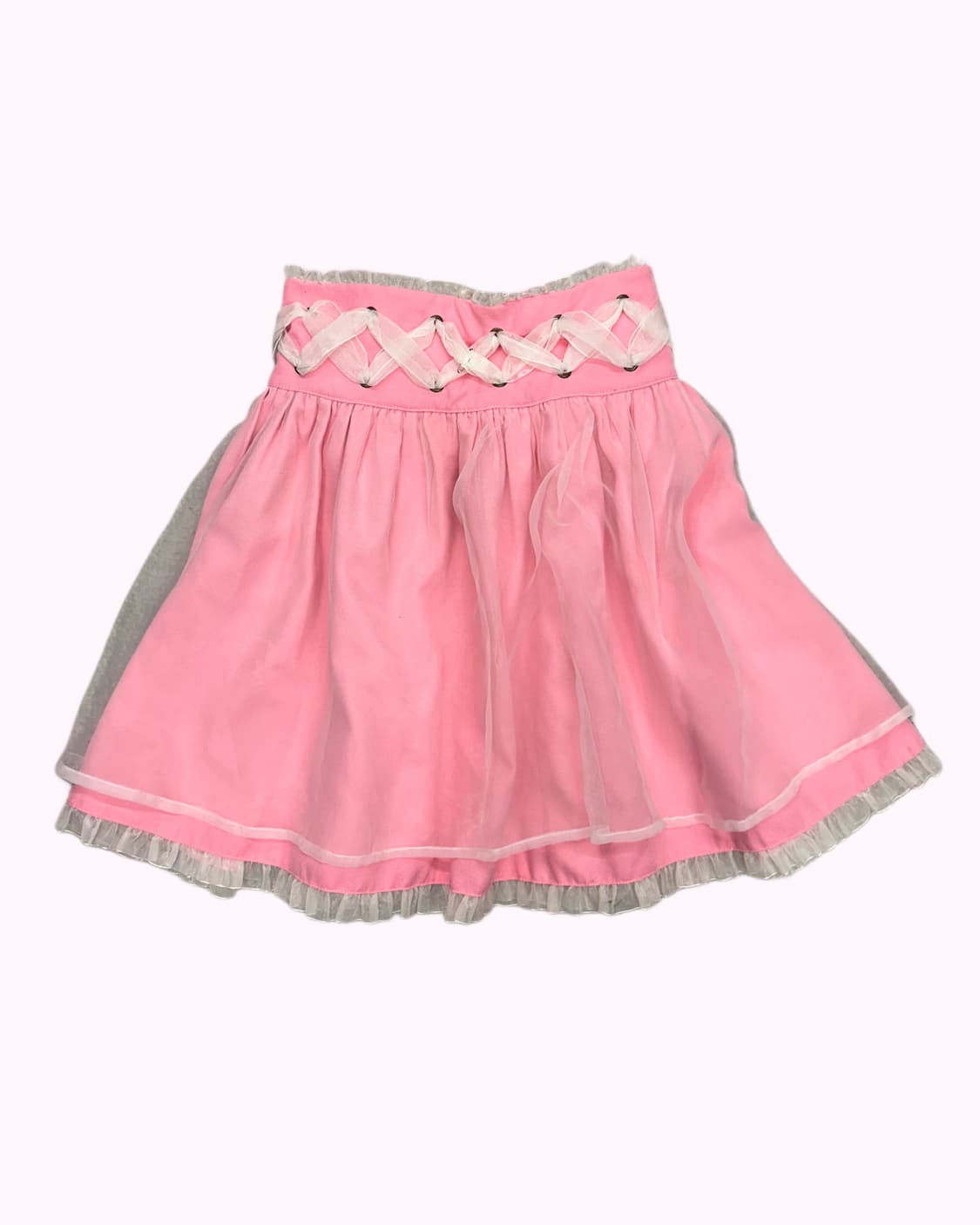 pink lace-up ribbon layered skirt 상품이미지4