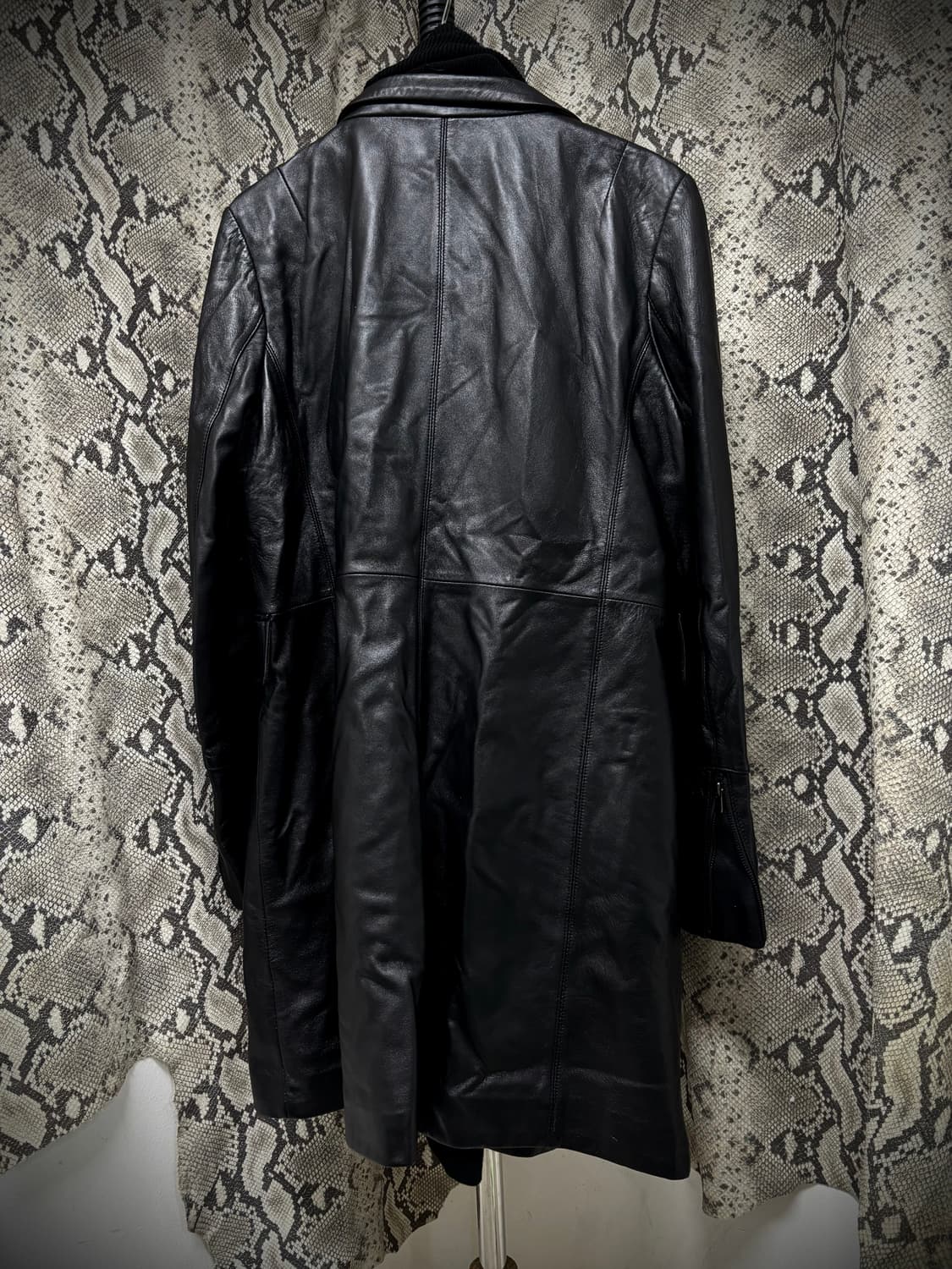 SheepSkin Scarf Layered Leather Long Jac 상품이미지10