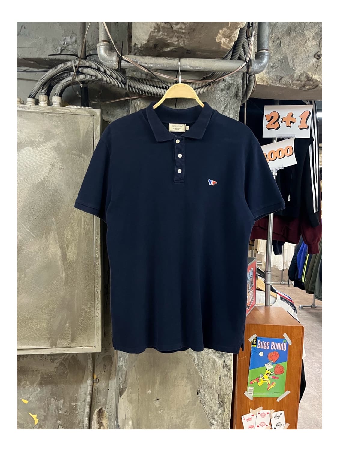 메종키츠네 반팔 카라티 네이비 L #csz3728 상품이미지1