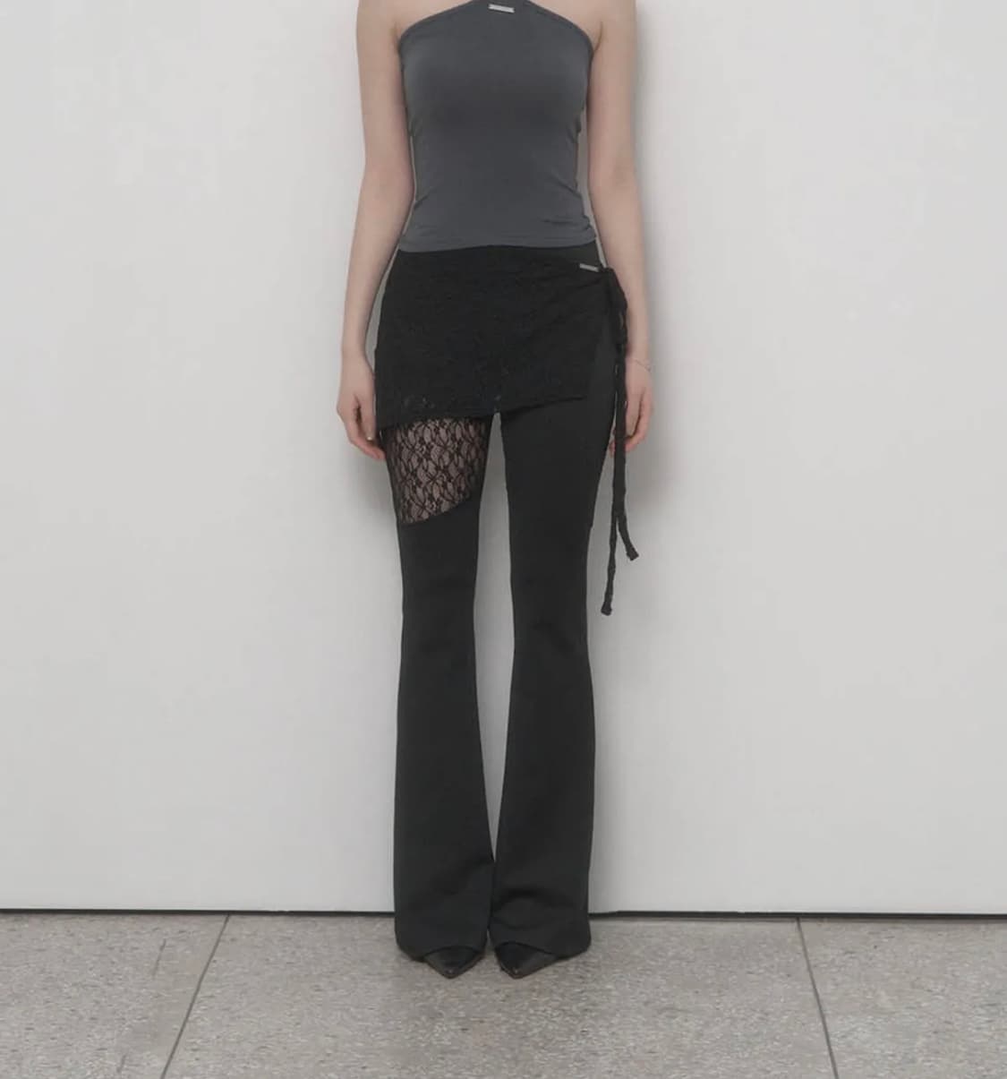 에트오소메  시스루 레이스 랩탑 부츠컷 팬츠 상품이미지1