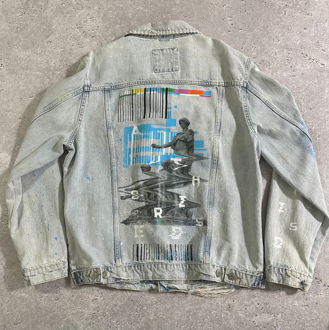 자라 바코드 석상 그래픽 디스트로이드 데님 자켓 상품이미지3