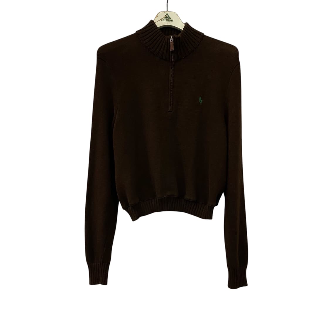 여성용 폴로 크롭 반집업 니트(M) 상품이미지1