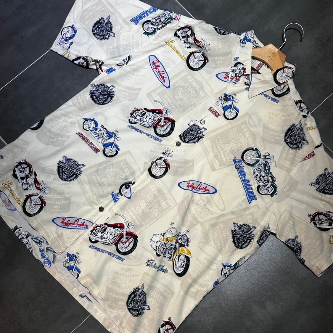 [HARLEY-DAVIDSON] 빈티지 올드 바이크 하와이안 셔츠 상품이미지1