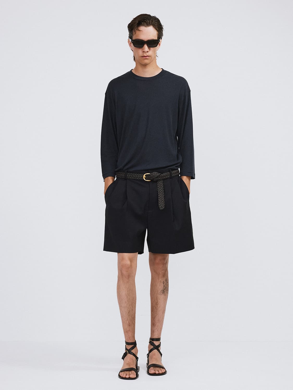 렉토 26SS 울 블렌드 루즈핏 탑 7부 티셔츠 인디고 네이비 상품이미지2