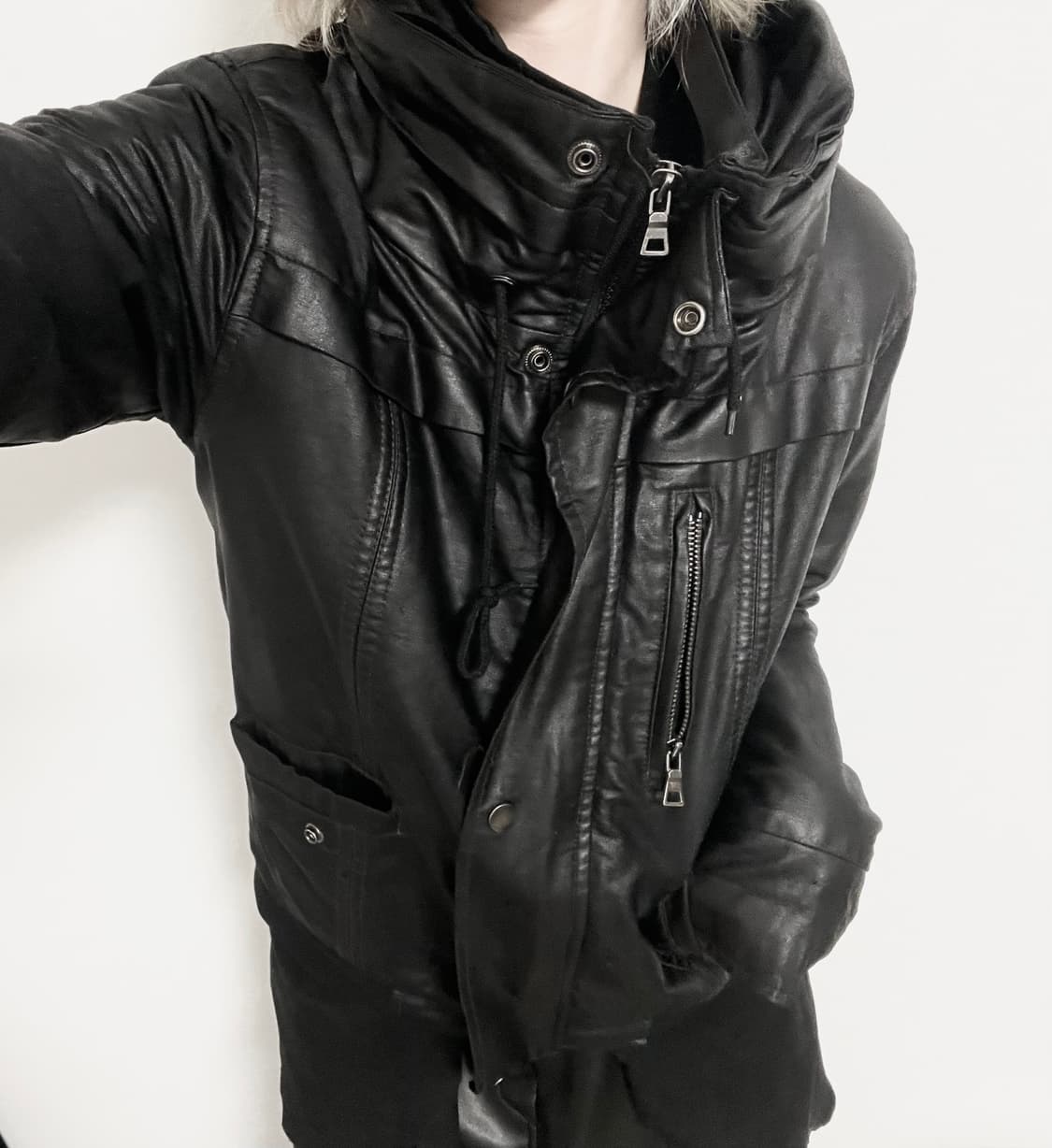 00s 하이넥 지퍼 포켓 레더 봄버자켓 데무다크웨어유니섹스에디슬리먼st 상품이미지8