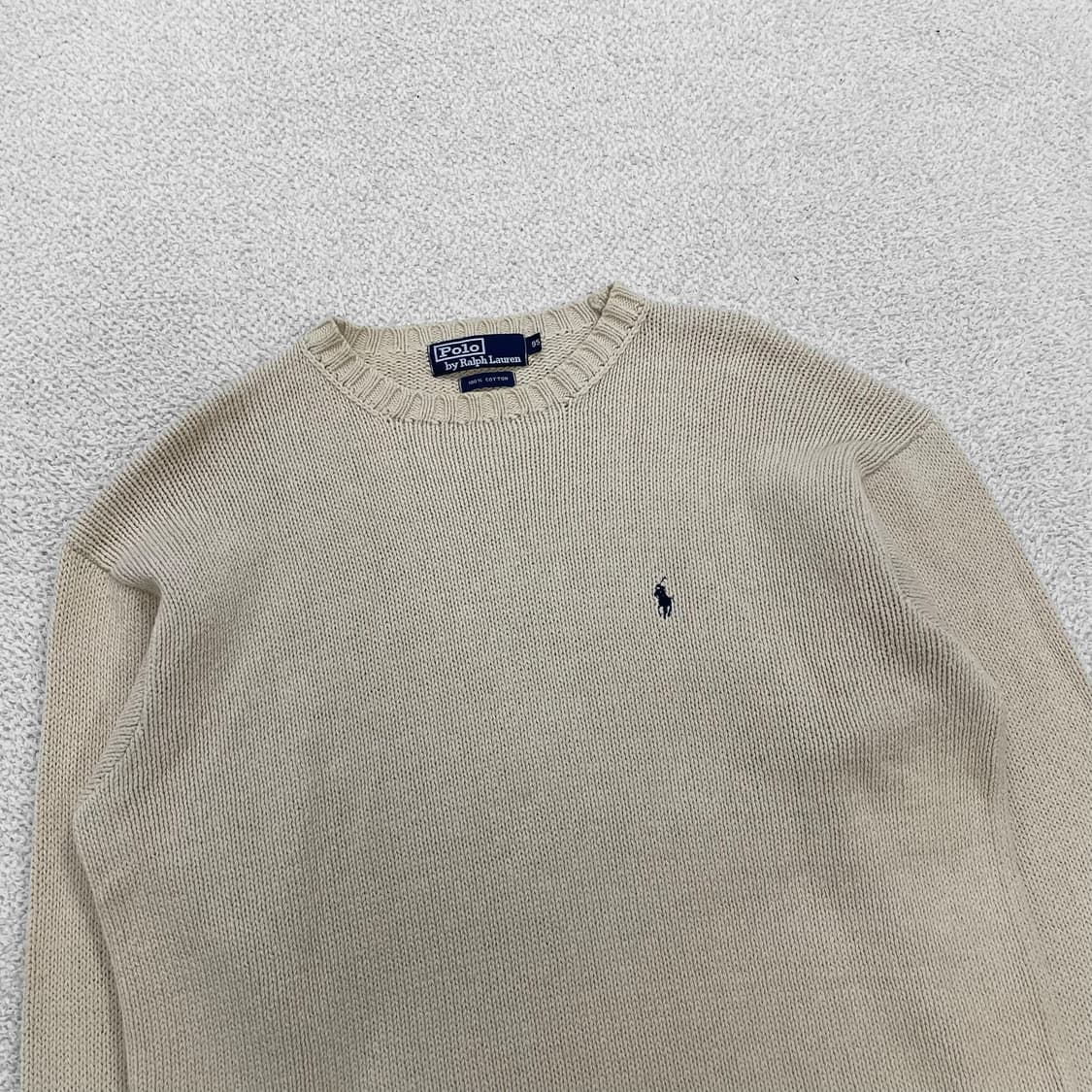 폴로 랄프로렌 포니 로고 코튼 라운드 니트 베이지 상품이미지2