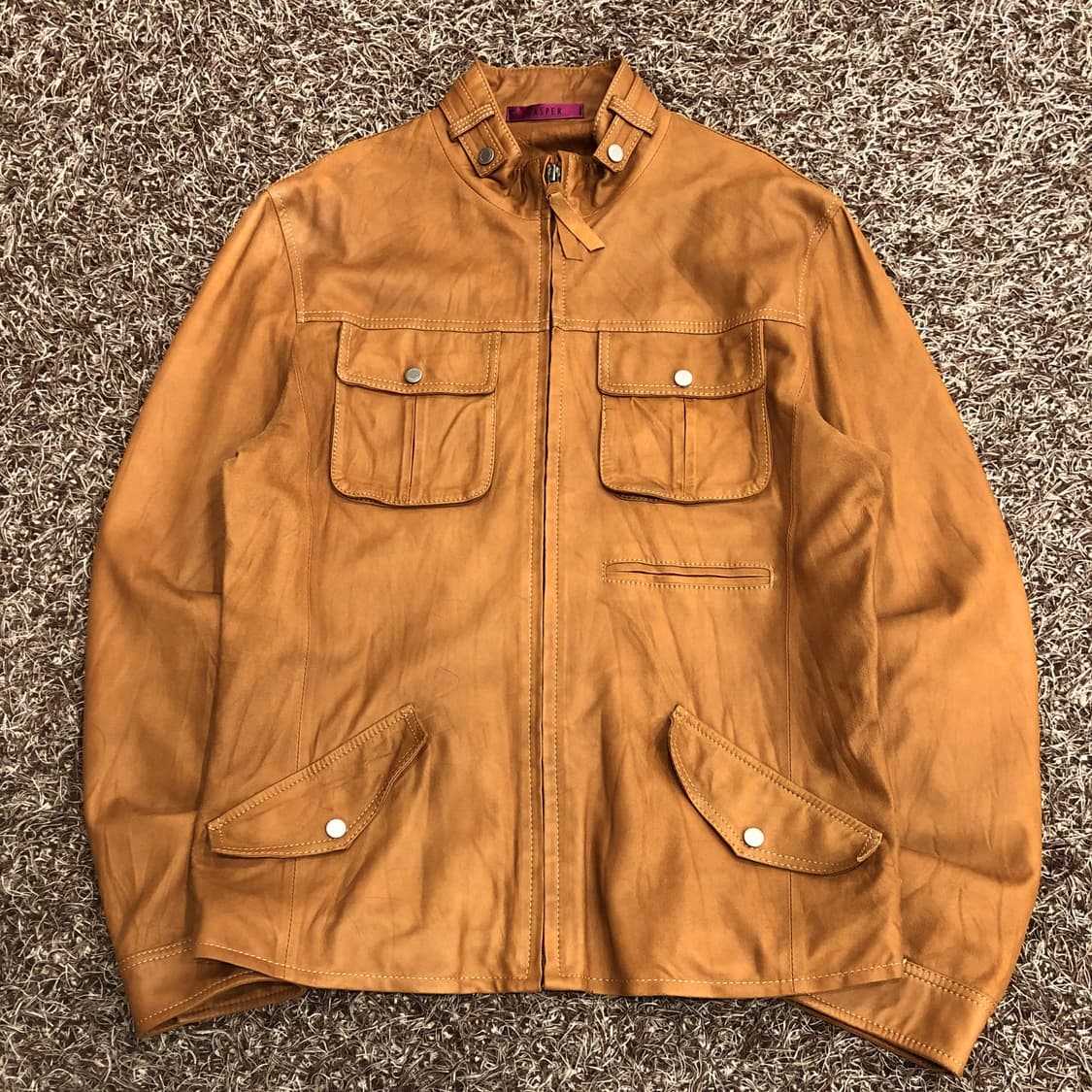 JASPER 염소가죽 브라운 쿼드포켓 고트스킨 레더 가죽 자켓 상품이미지1
