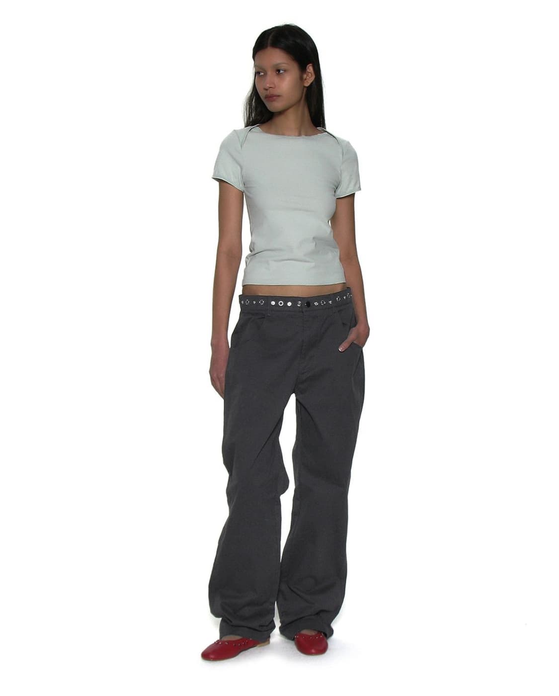 파르티멘토 우먼 2WAY DOUBLE WAIST PANTS 차콜 상품이미지1