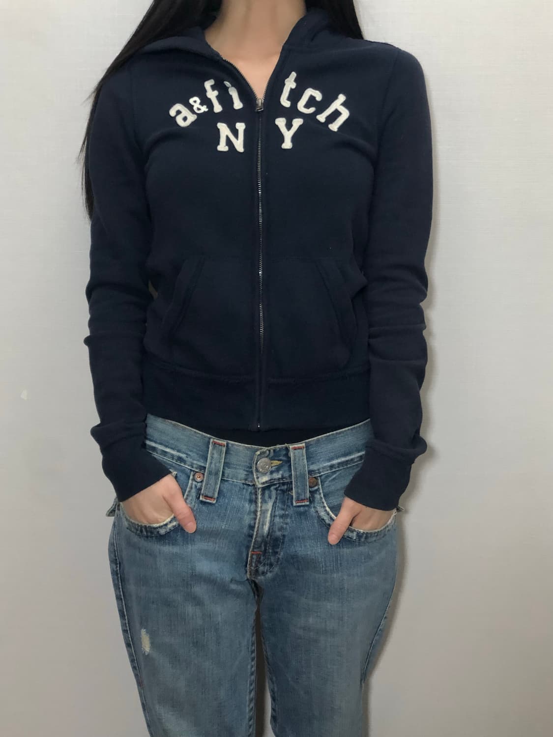 빈티지 아베크롬비 네이비 후드집업 상품이미지3